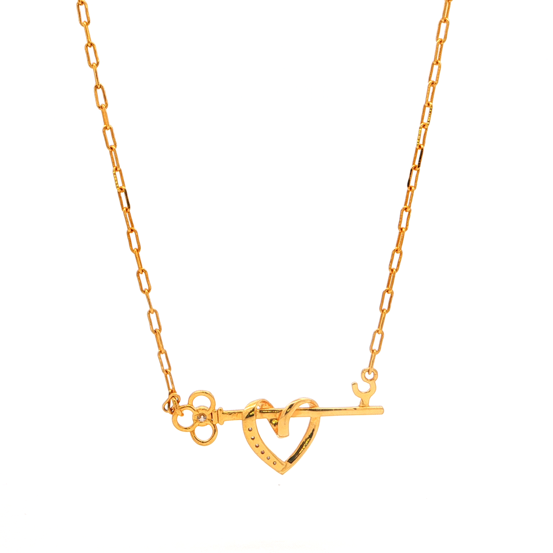 Heart & Key Pendant | Gold Plated