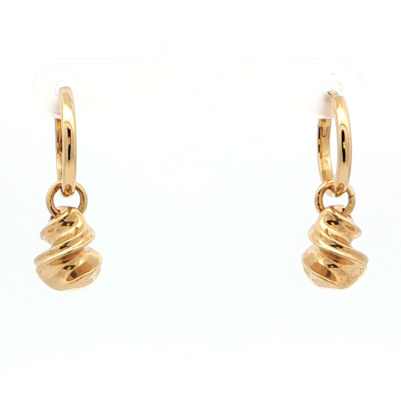 Spiral Drop Hoop Earrings | 18kt Gold Vermeil