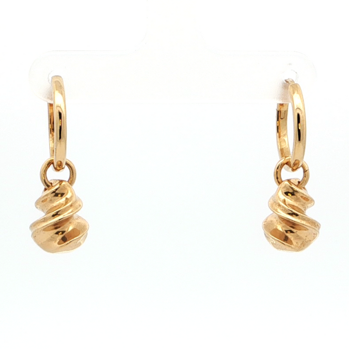 Spiral Drop Hoop Earrings | 18kt Gold Vermeil