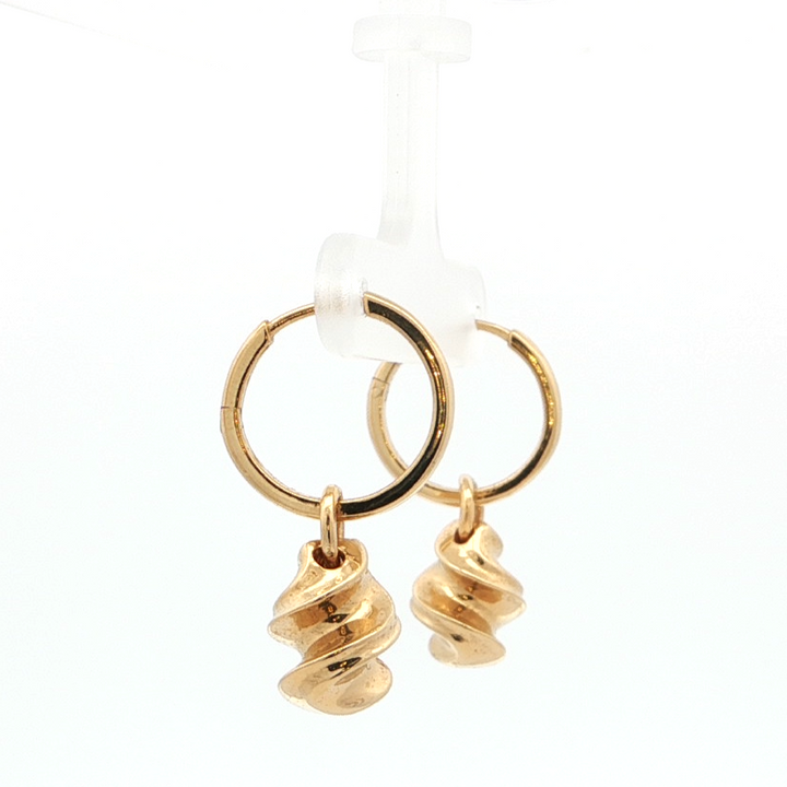 Spiral Drop Hoop Earrings | 18kt Gold Vermeil