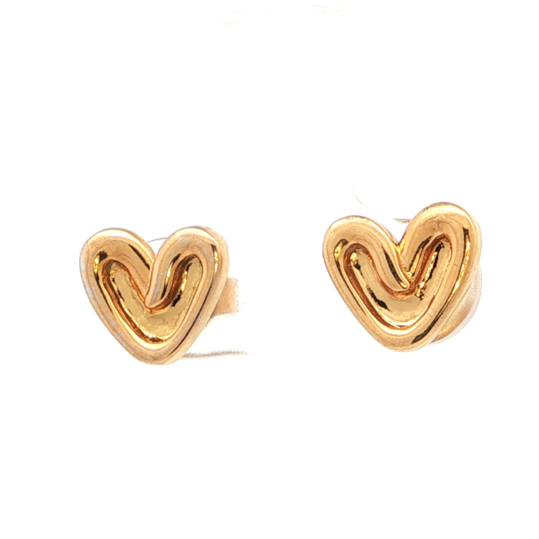 Heart-Shaped Stud Earrings – 18kt Gold Vermeil