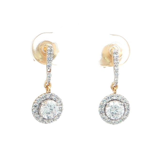 Elegant Halo Drop Earrings | Gold Plated