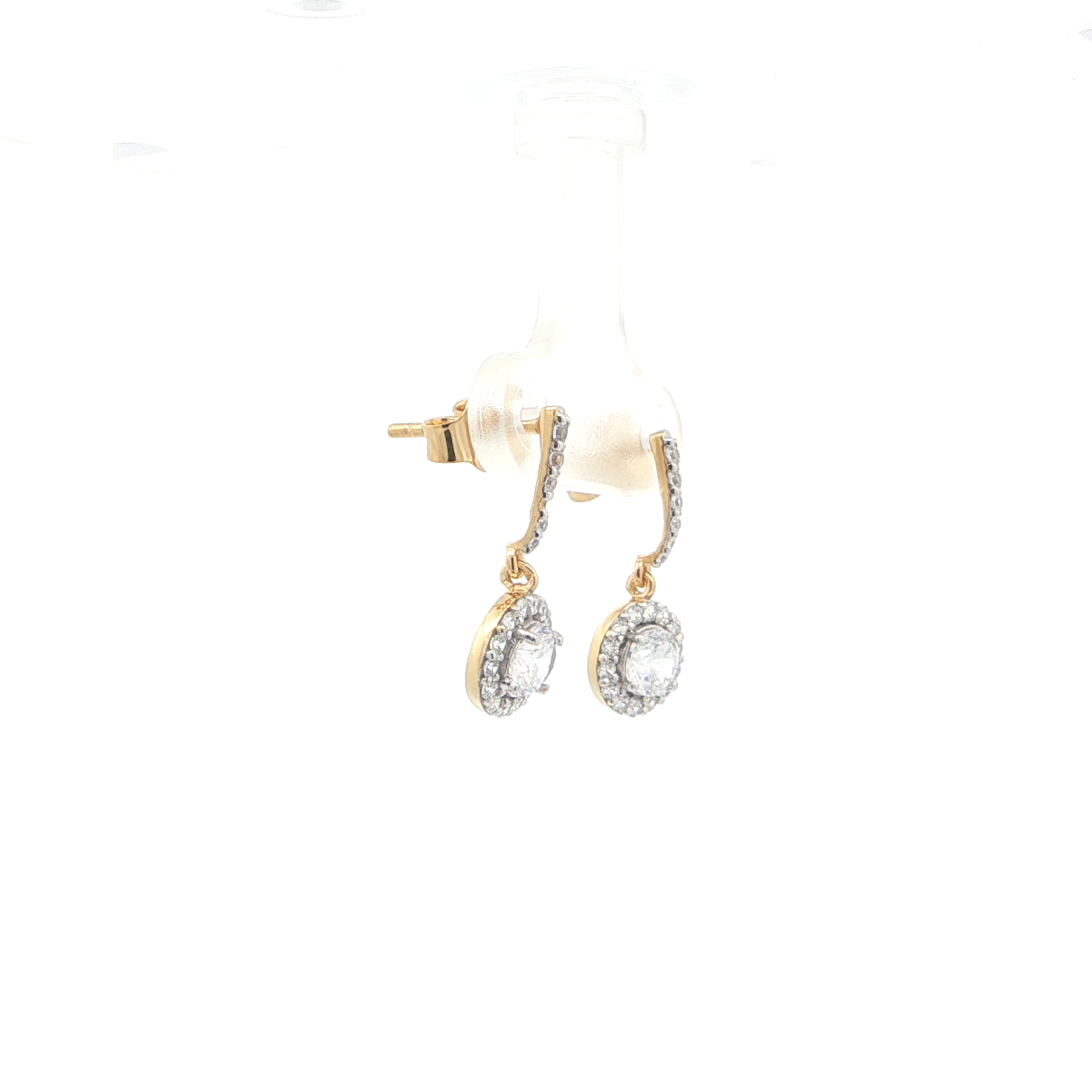 Elegant Halo Drop Earrings | Gold Plated