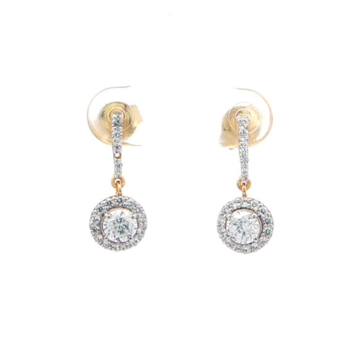 Elegant Halo Drop Earrings | Gold Plated