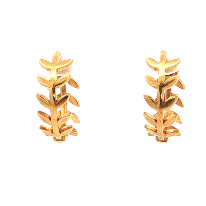 Leaf Motif Hoop Earrings | Gold Plated