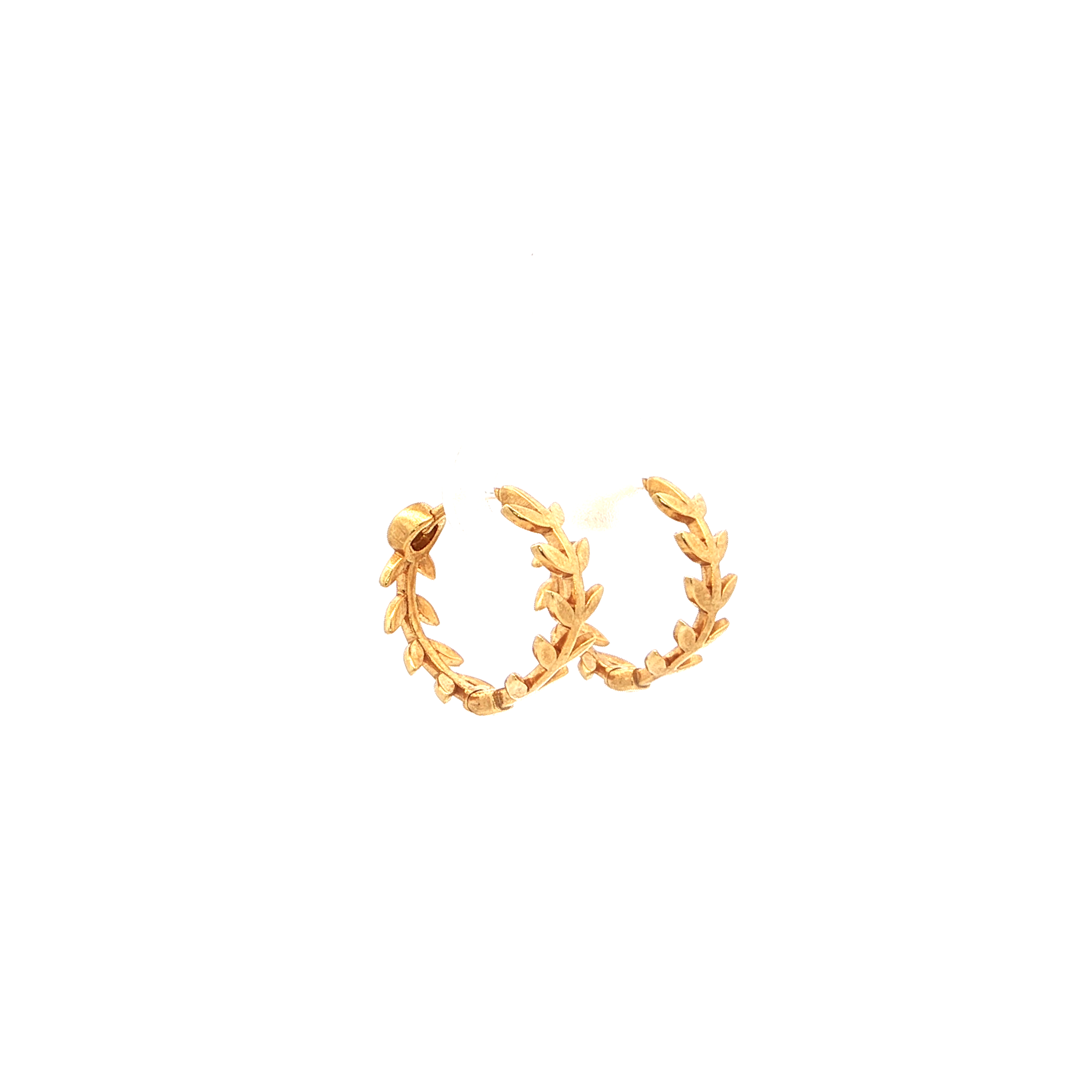 Leaf Motif Hoop Earrings | Gold Plated