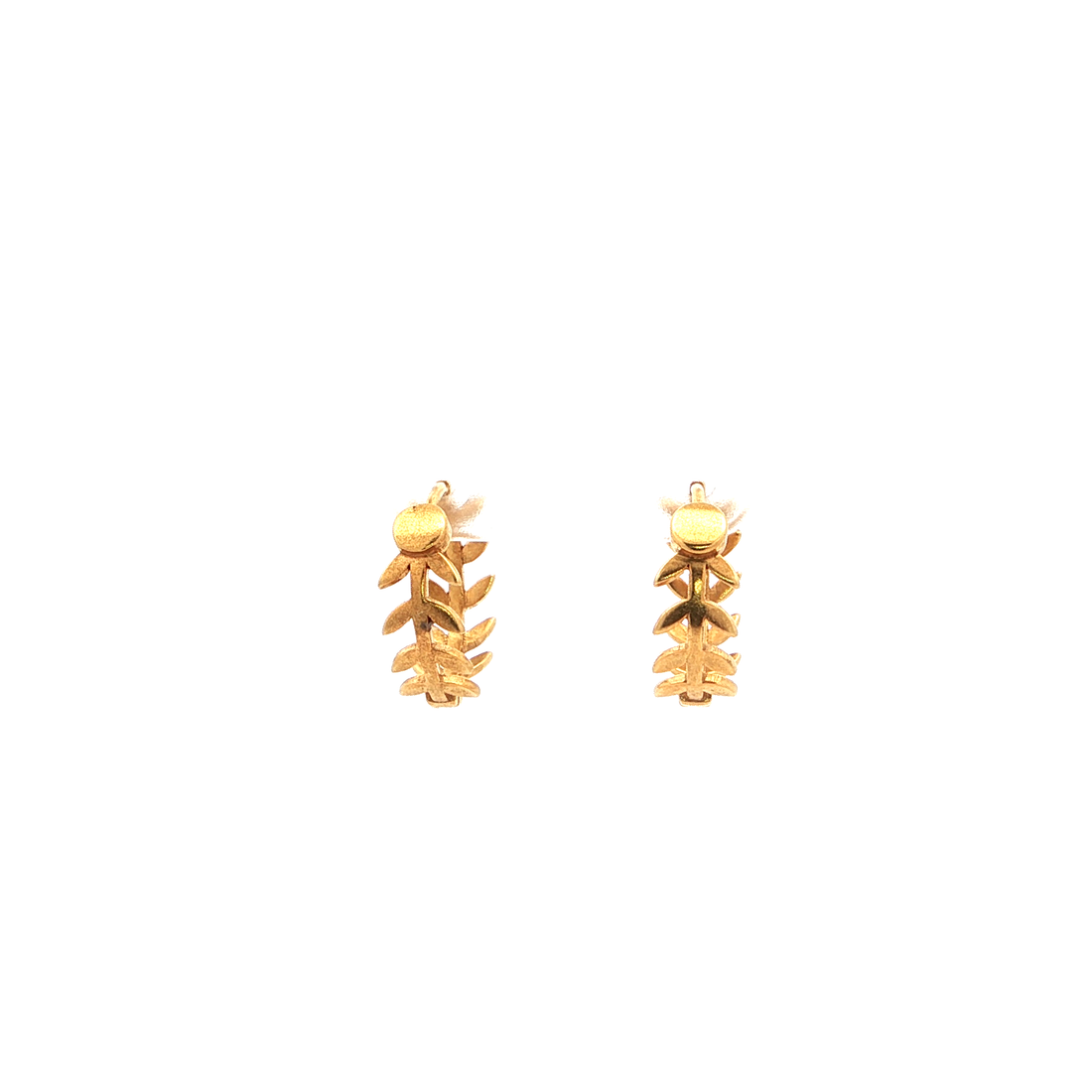 Leaf Motif Hoop Earrings | Gold Plated
