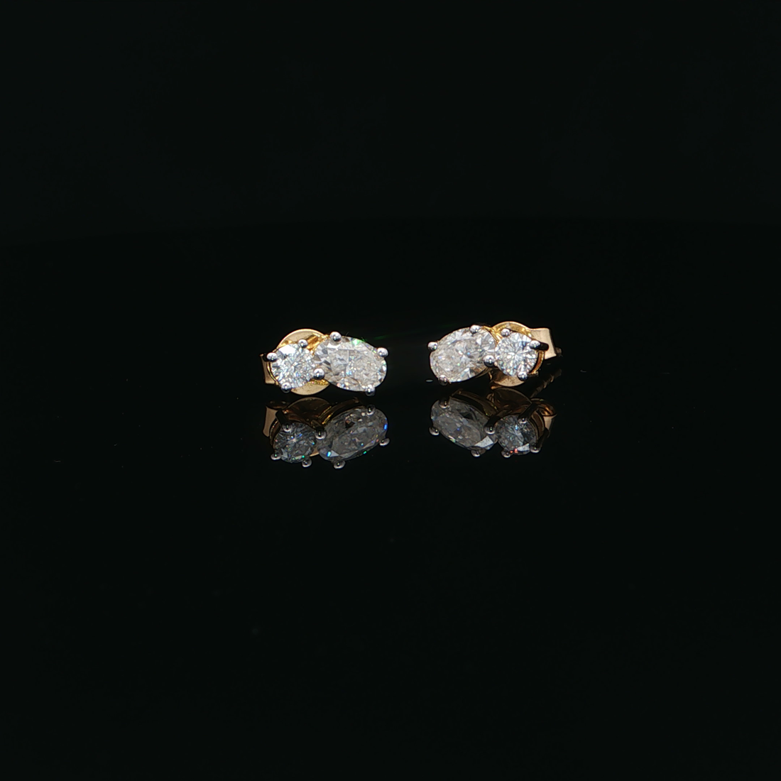 Dual Oval-Cut Stud Earrings | Gold Plated