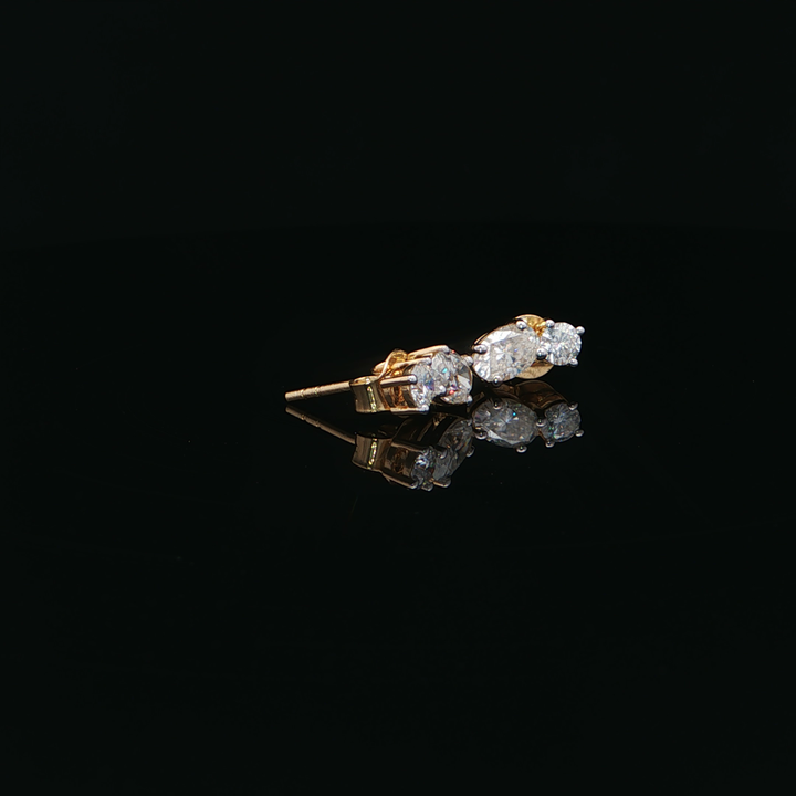 Dual Oval-Cut Stud Earrings | Gold Plated