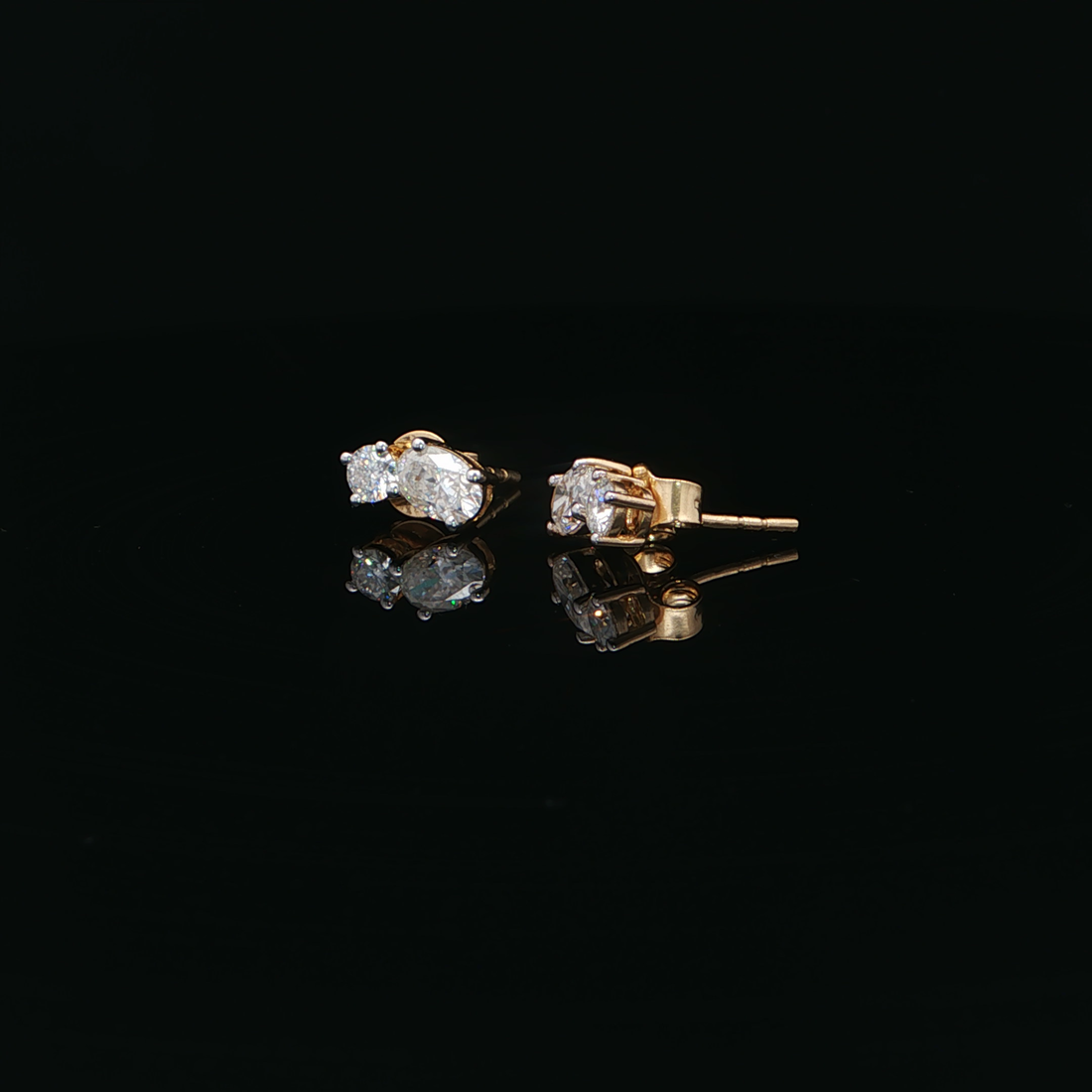 Dual Oval-Cut Stud Earrings | Gold Plated