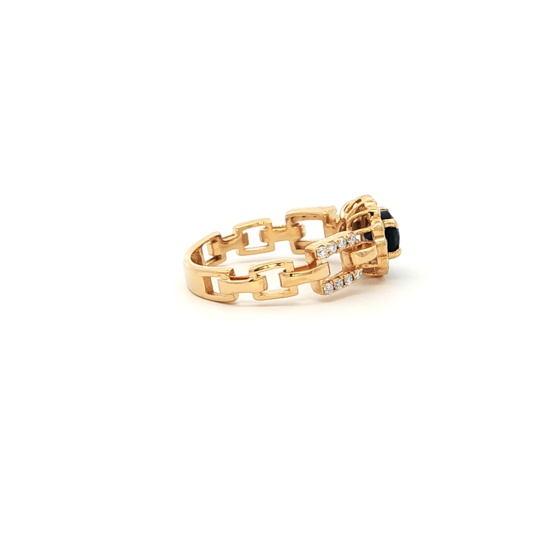 Blue Oval Stone Statement Chain Ring