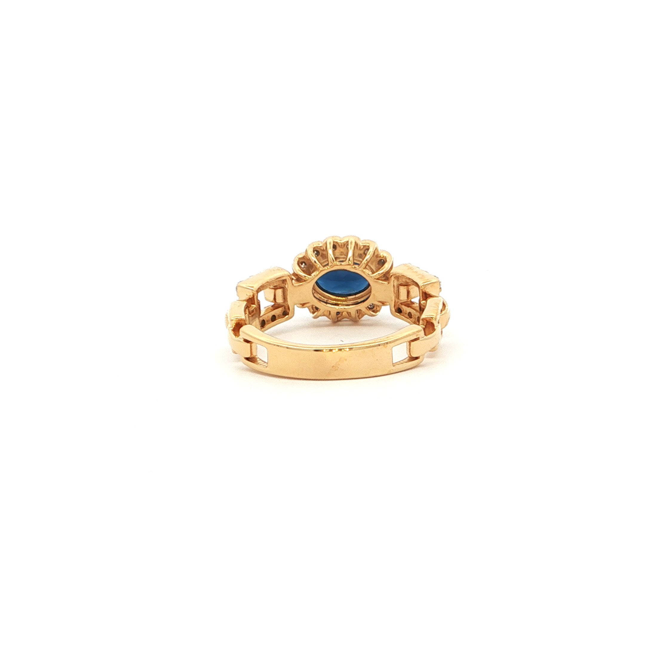 Blue Oval Stone Statement Chain Ring