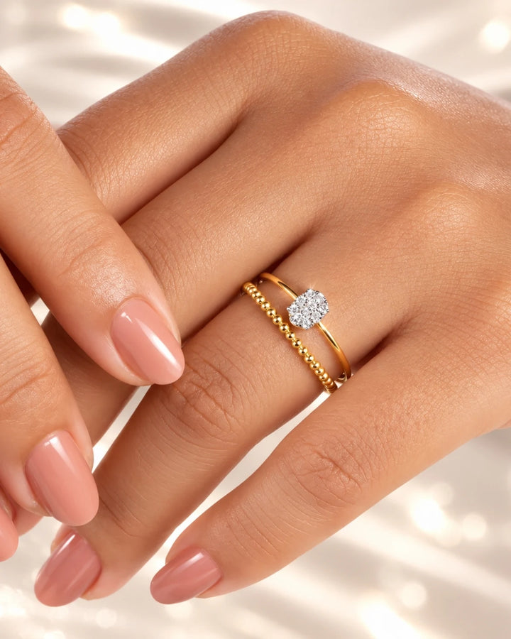 Beaded Dual-Band Ring | Gold Vermeil