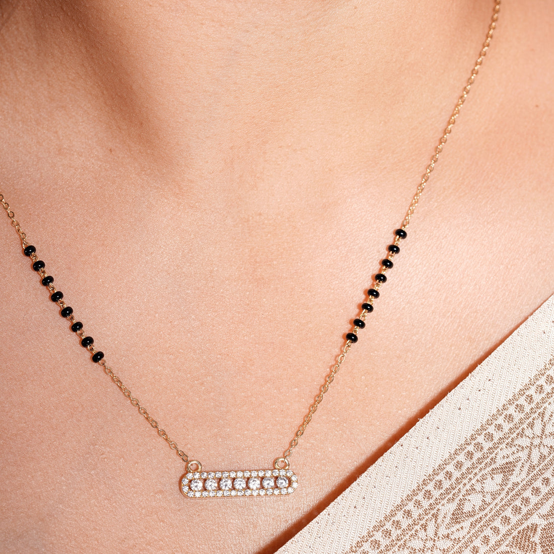Modern Sleek Bar Mangalsutra | Gold Vermeil