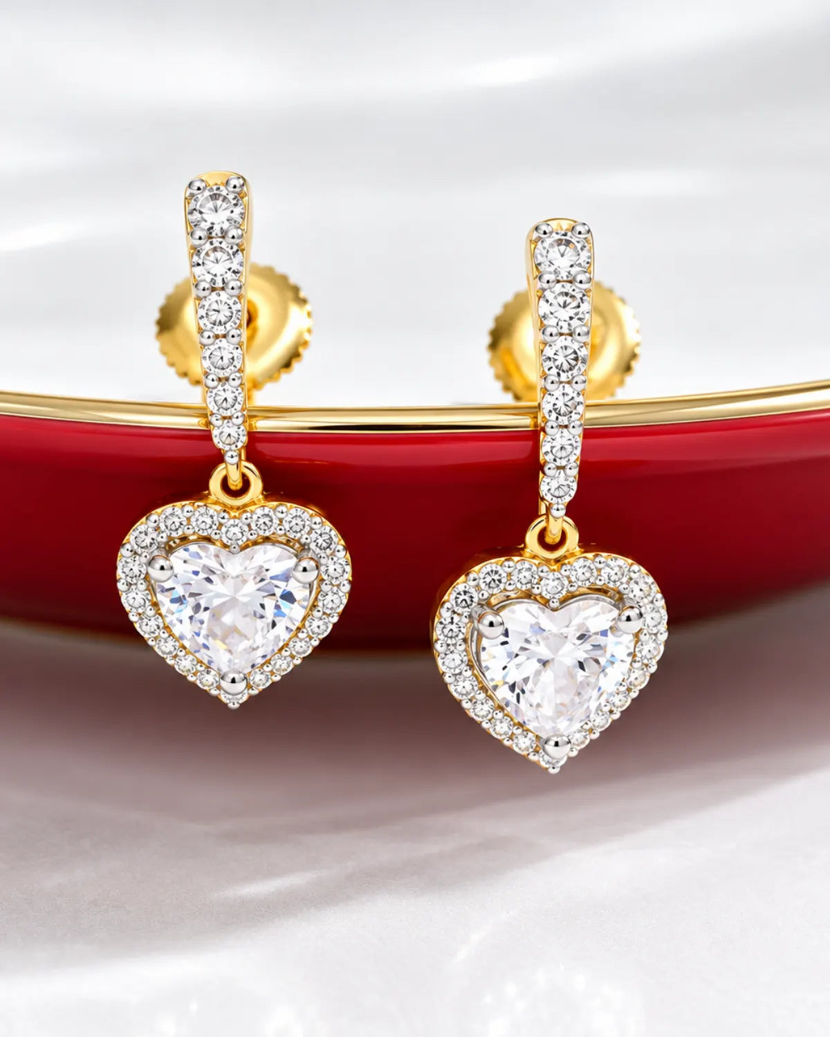 Heart Halo Drop Earrings | Gold Vermeil