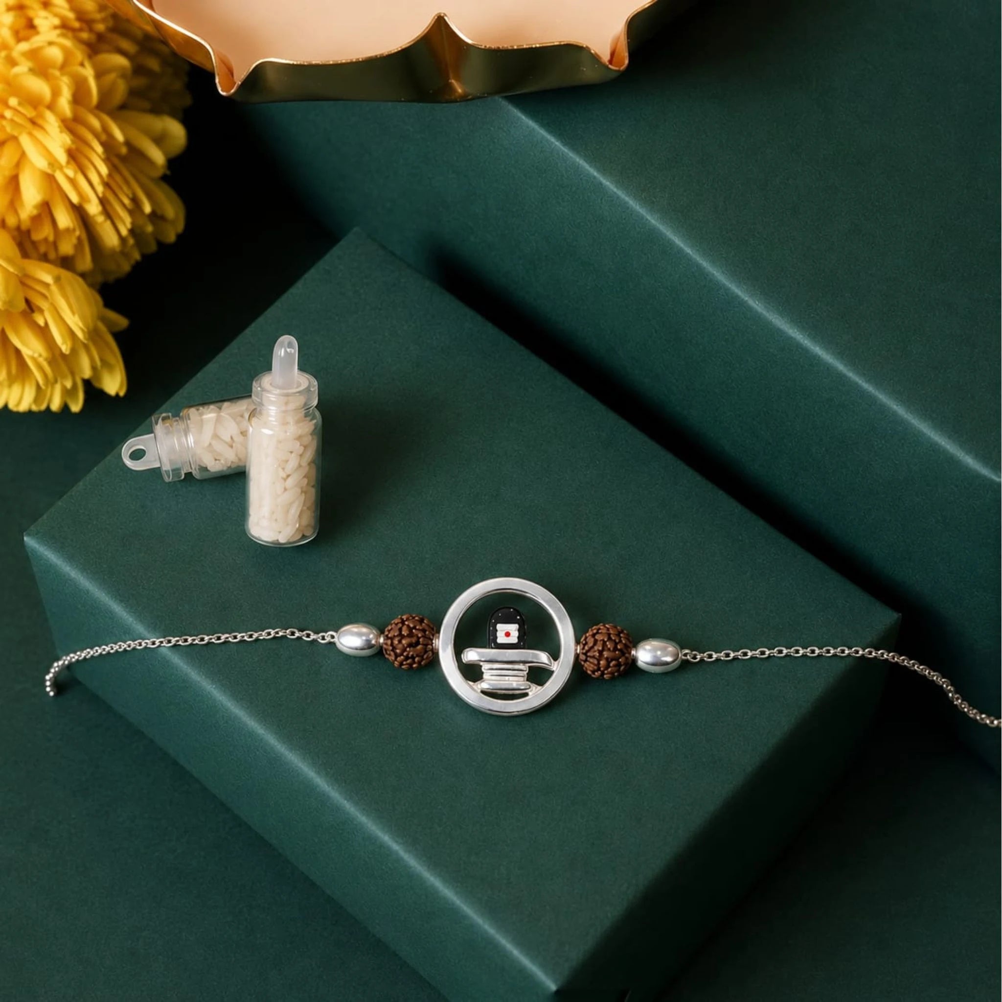 Shivling Rudraksha 925 Silver Rakhi