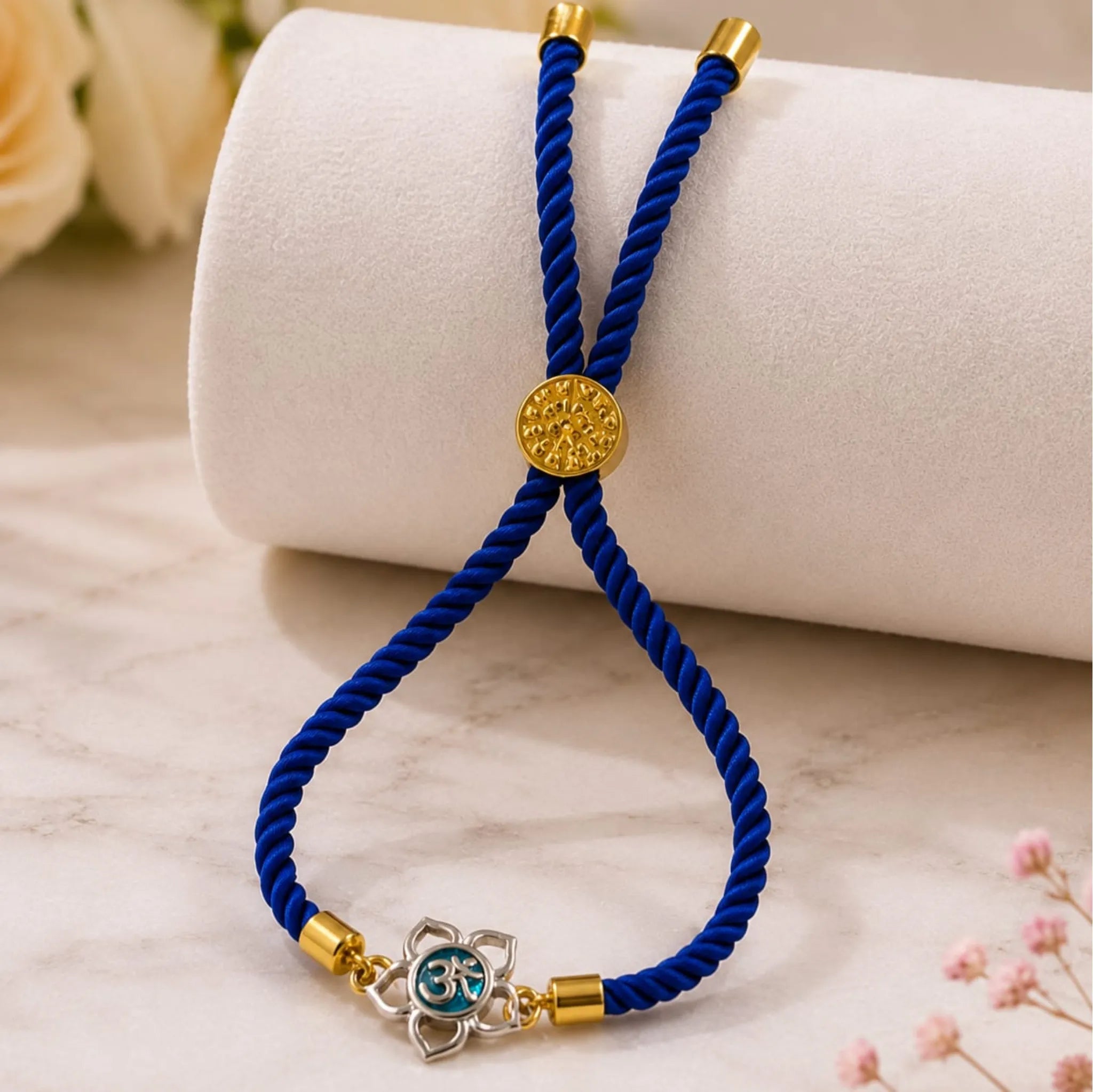 Divine Lotus Om Silver Rakhi