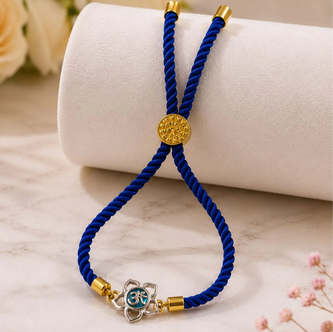 Divine Lotus Om Silver Rakhi