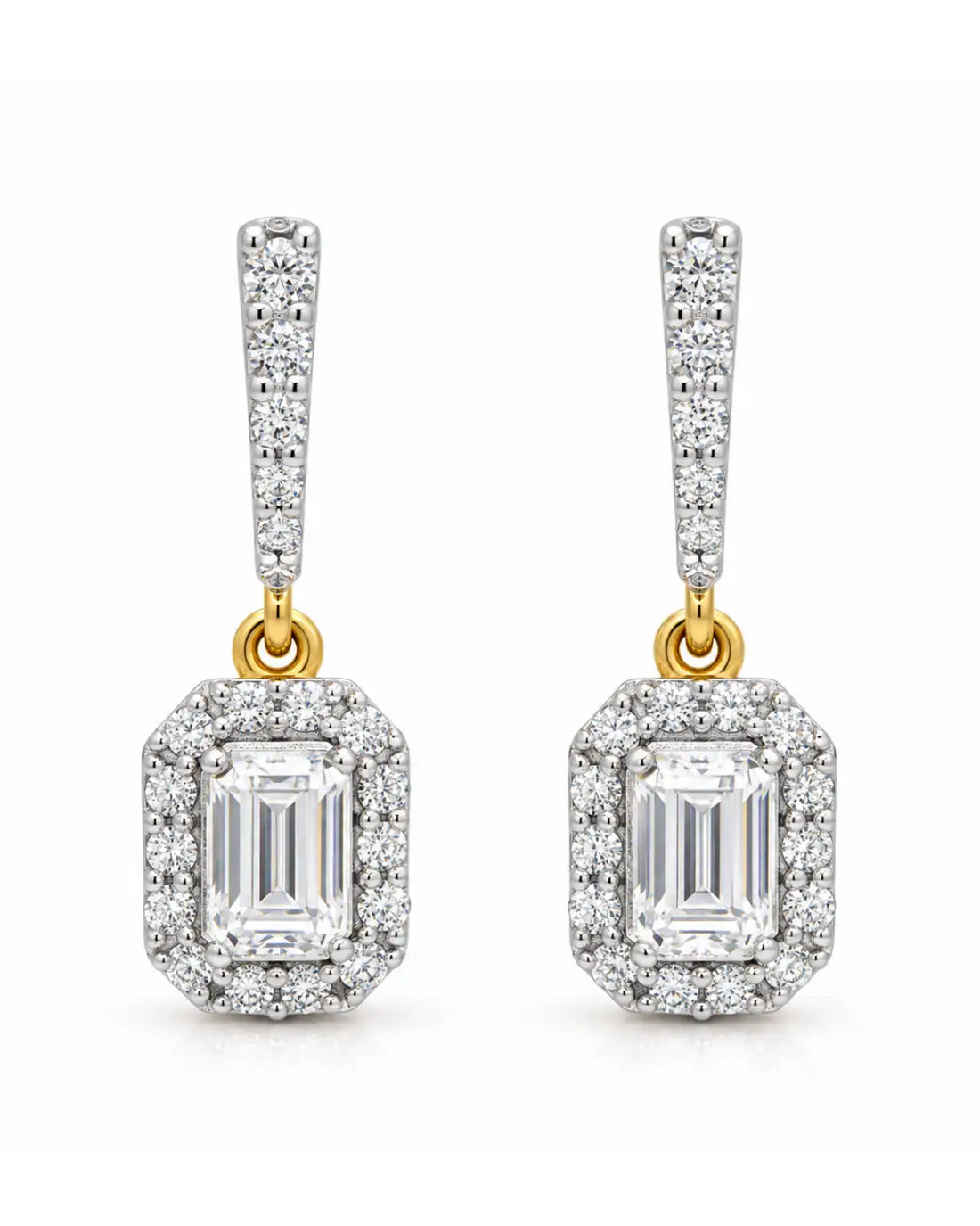 Emerald Halo Drop Earrings | Gold Vermeil