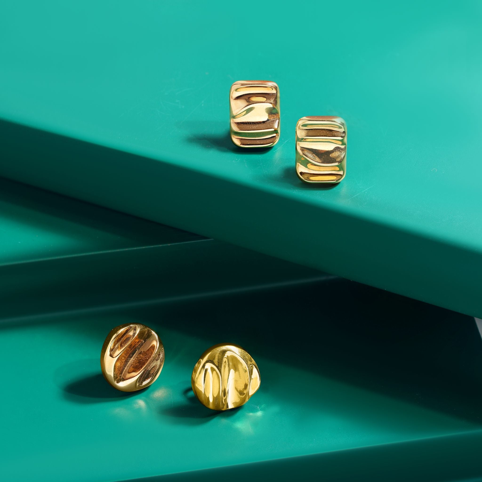 Bold Round Textured Stud Earrings