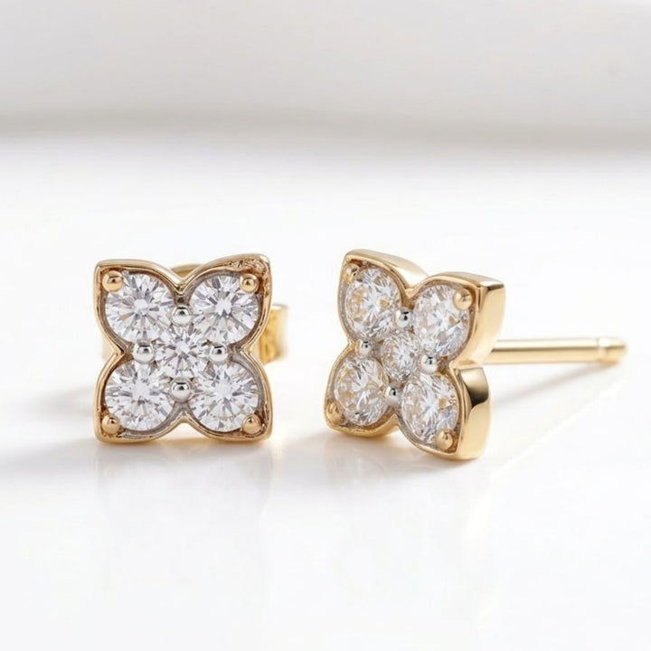 Floral Studs Earrings | Gold Vermeil
