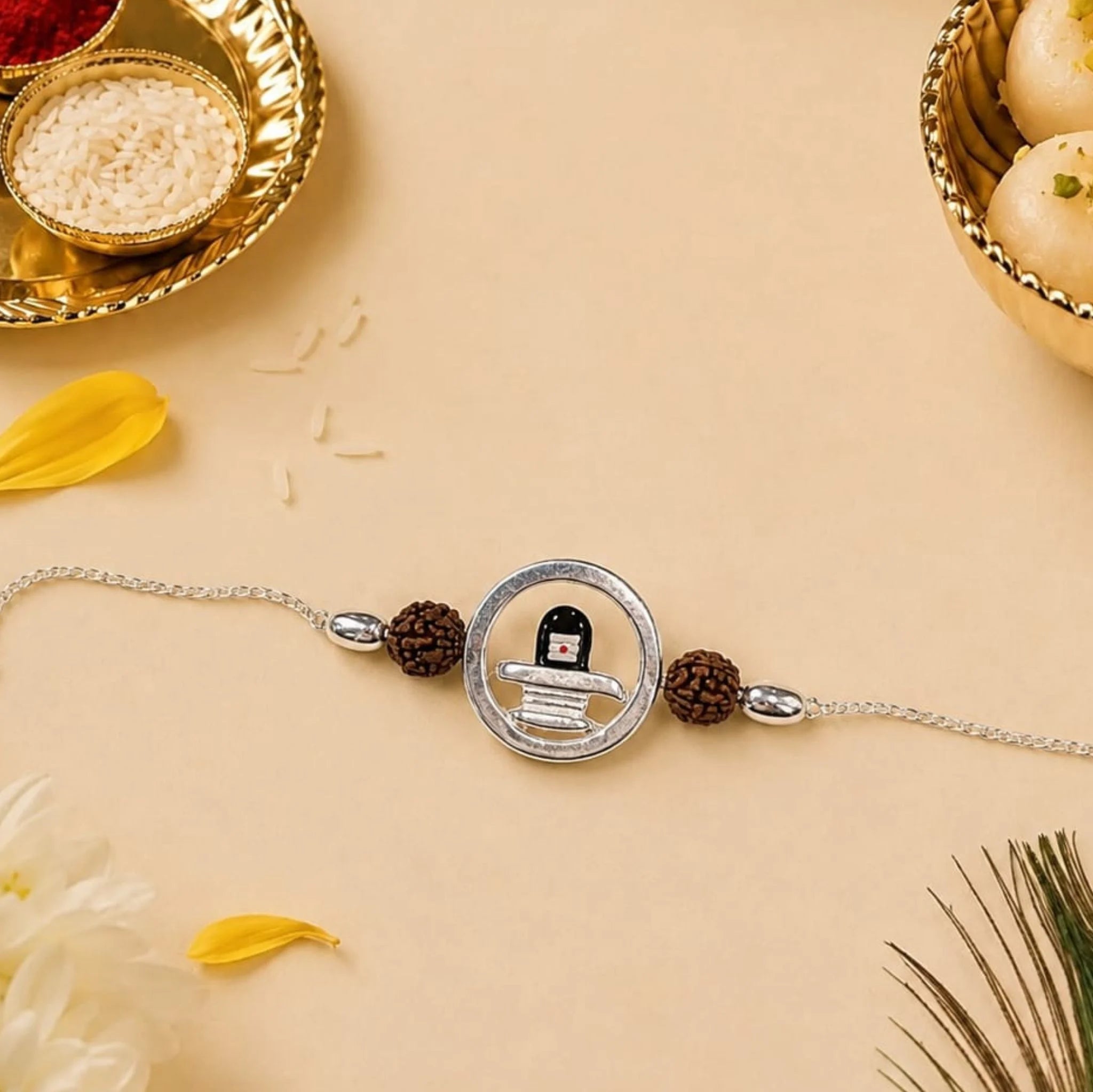 Shivling Rudraksha 925 Silver Rakhi