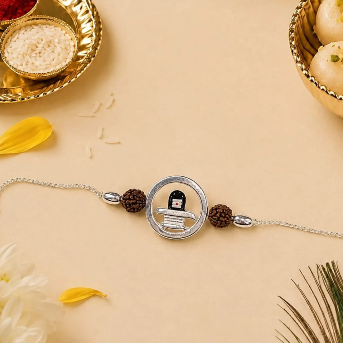 Shivling Rudraksha 925 Silver Rakhi