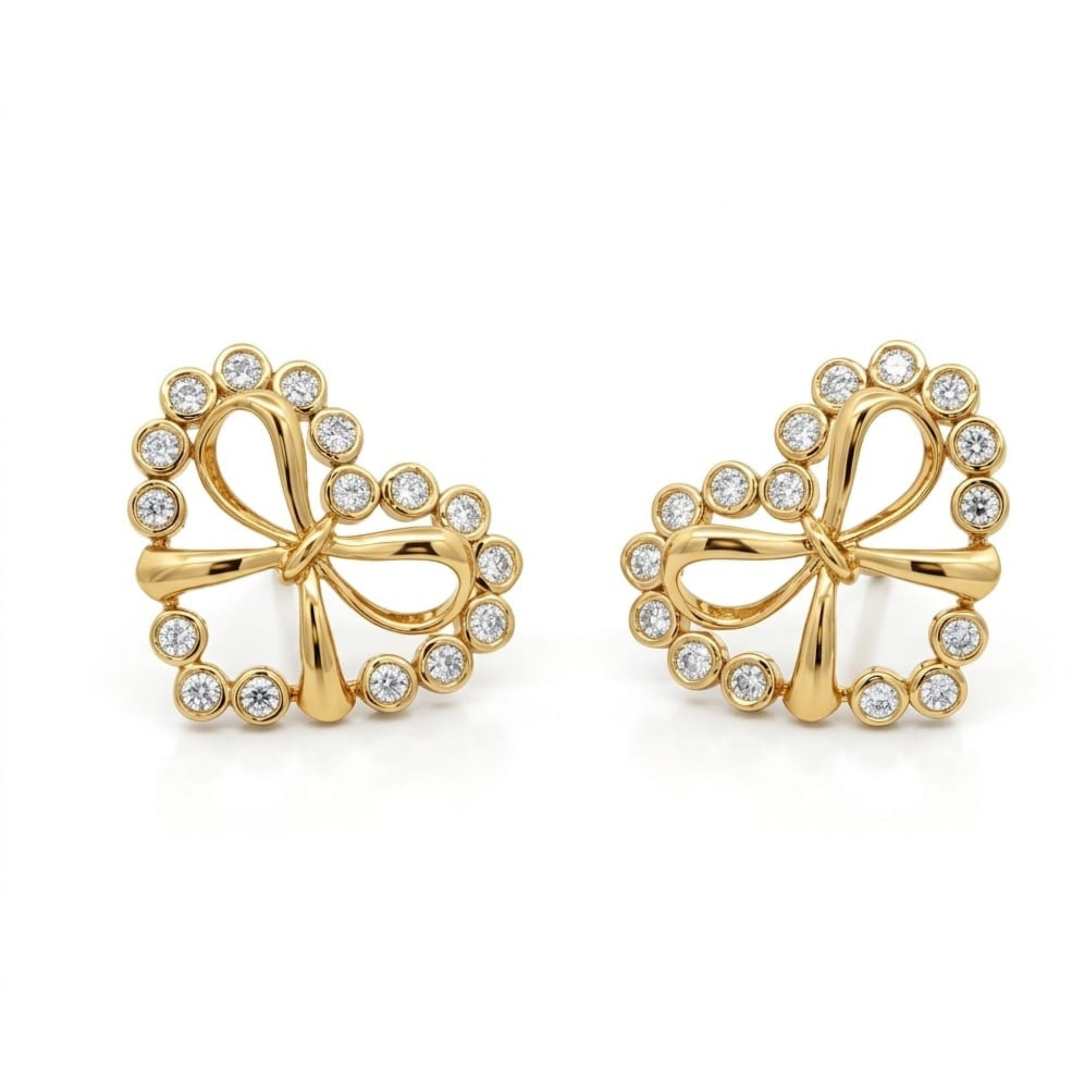 Bow Heart Stud Earrings