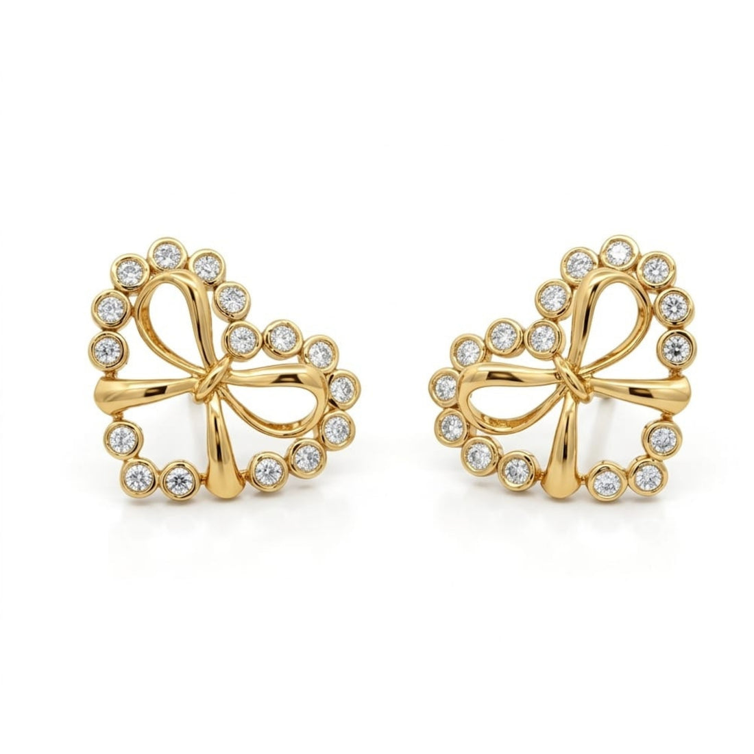 Bow Heart Stud Earrings