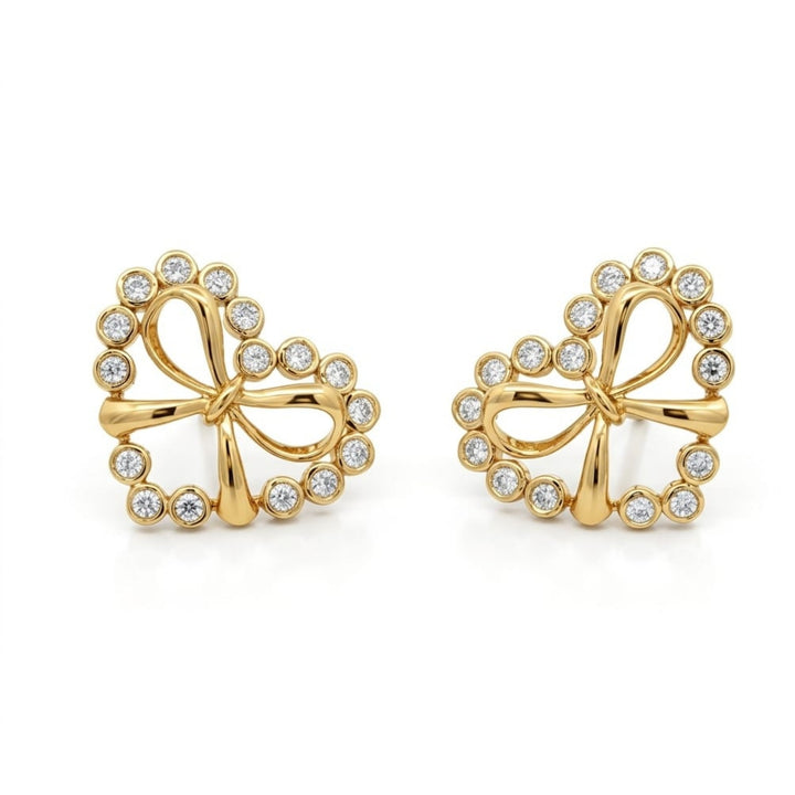 Bow Heart Stud Earrings
