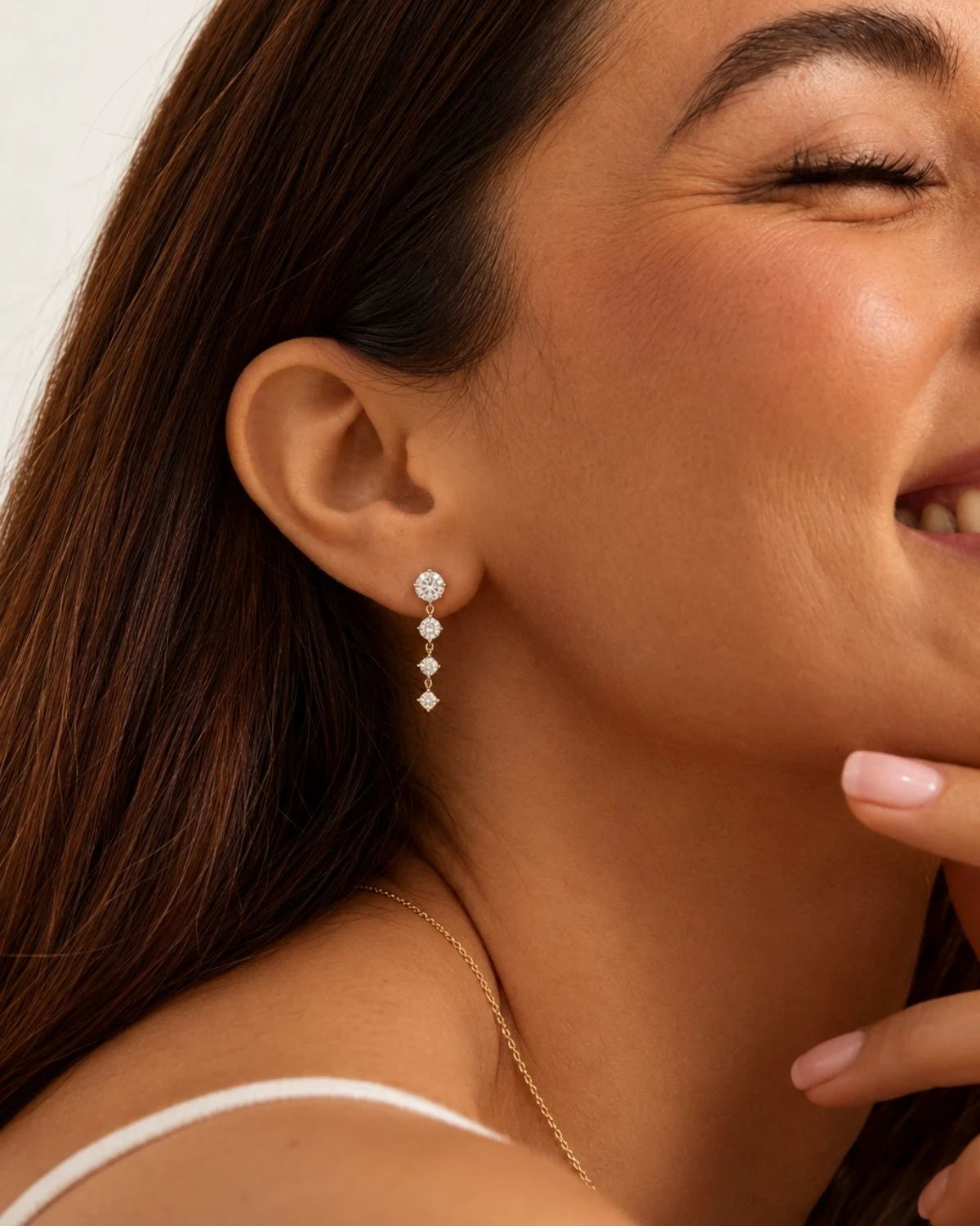 Graduated Diamond Drop Earrings | Gold Vermeil