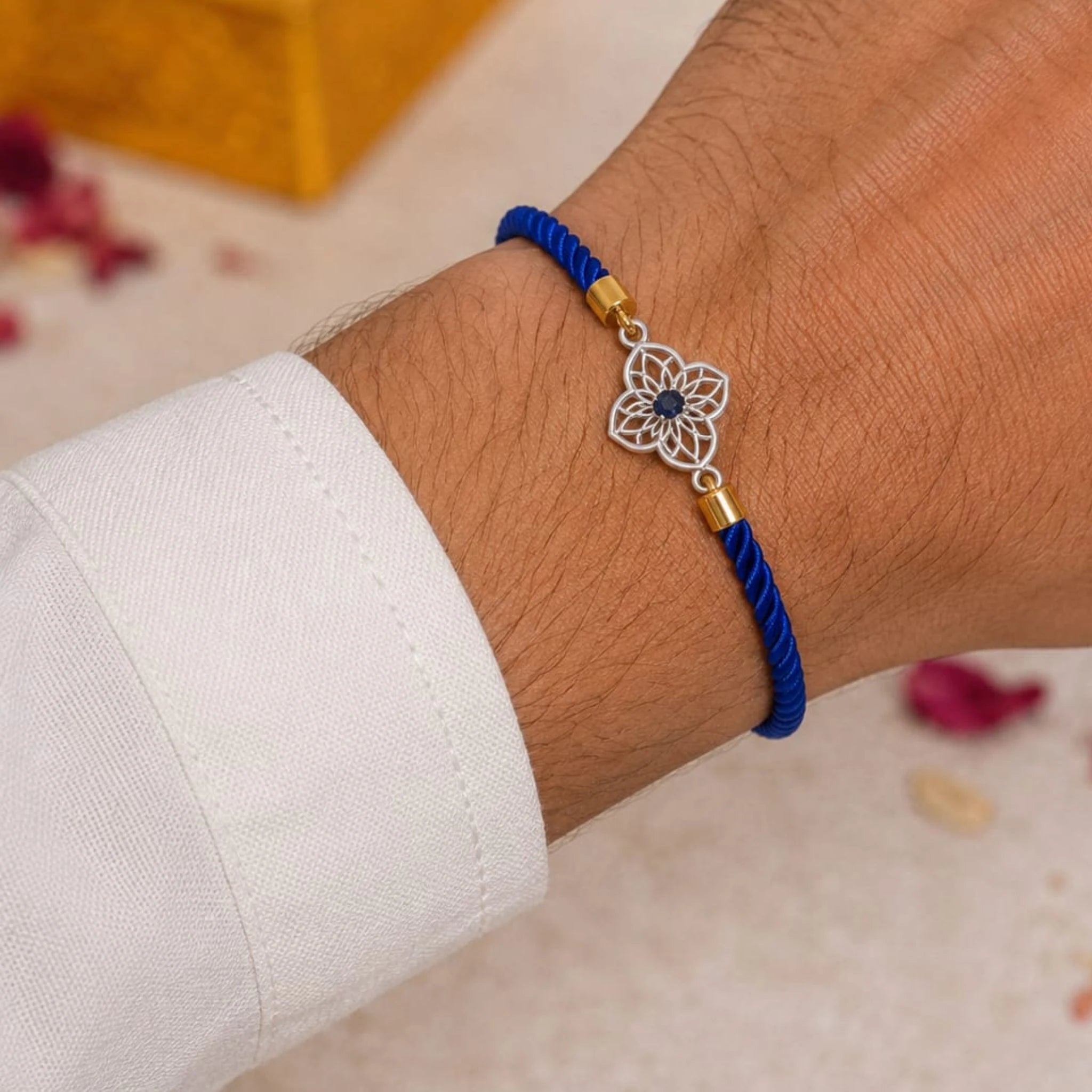 Blue Blossom 925 Silver Adjustable Rakhi