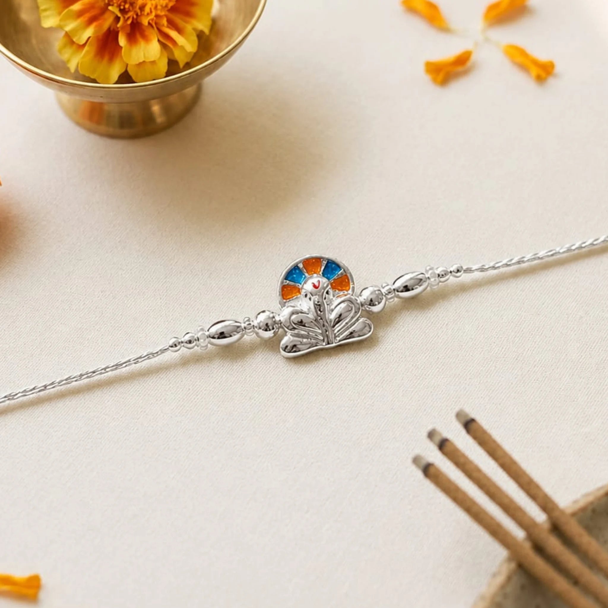 Shree Ganesh Divine 925 Silver Rakhi