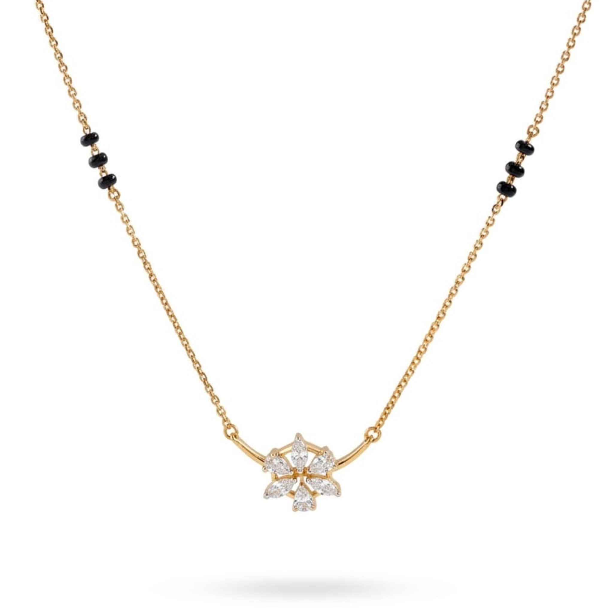 Floral Diamond Mangalsutra | Gold Vermeil