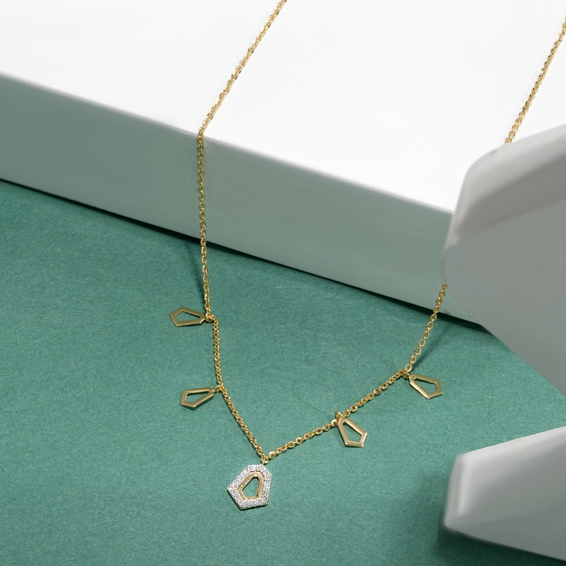 Geometric Diamond charm Necklace