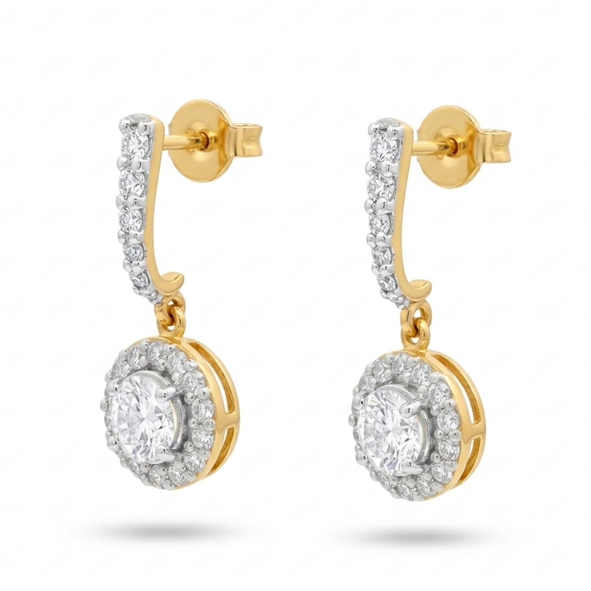 Round Halo Drop Earrings | Gold Vermeil