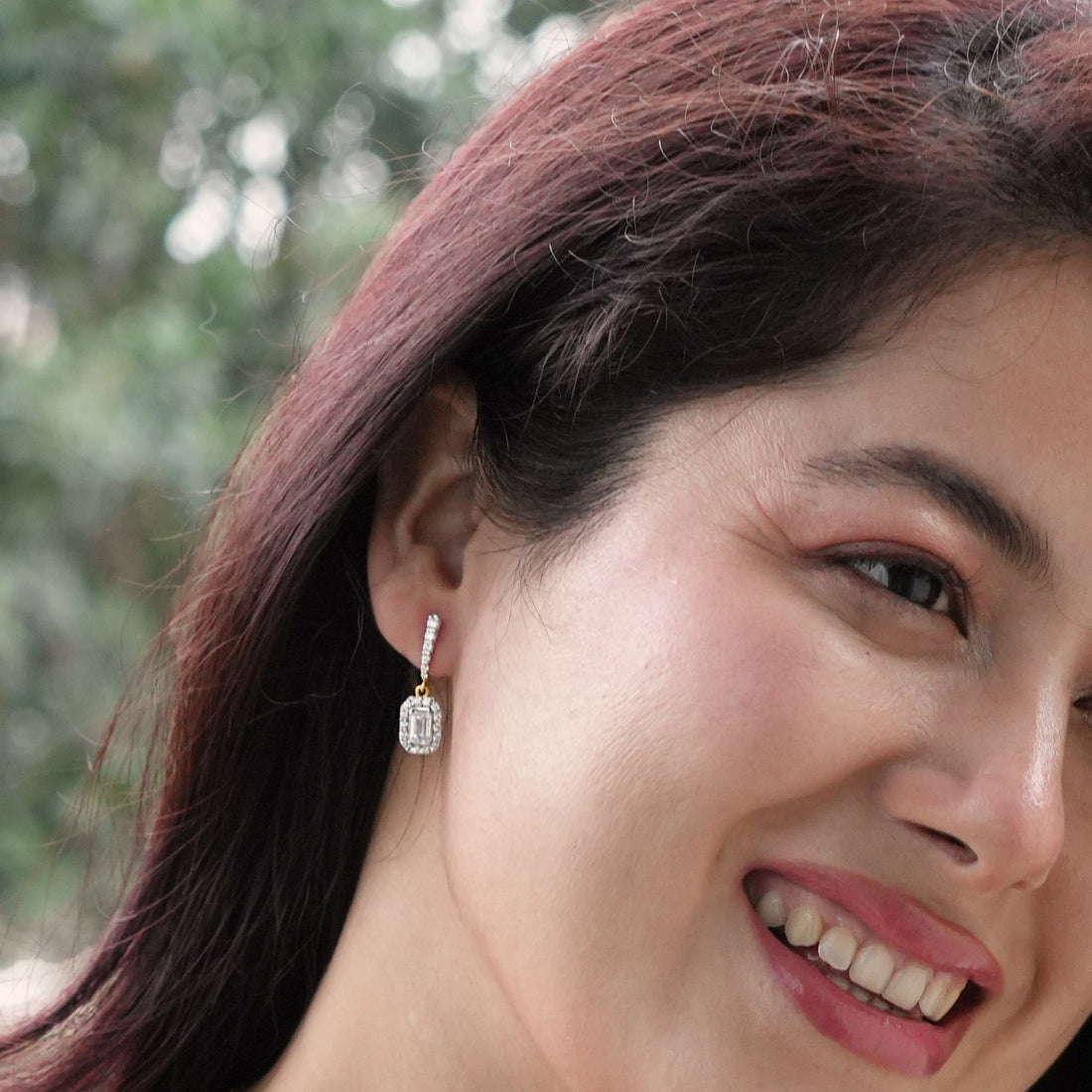 Emerald Halo Drop Earrings | Gold Vermeil