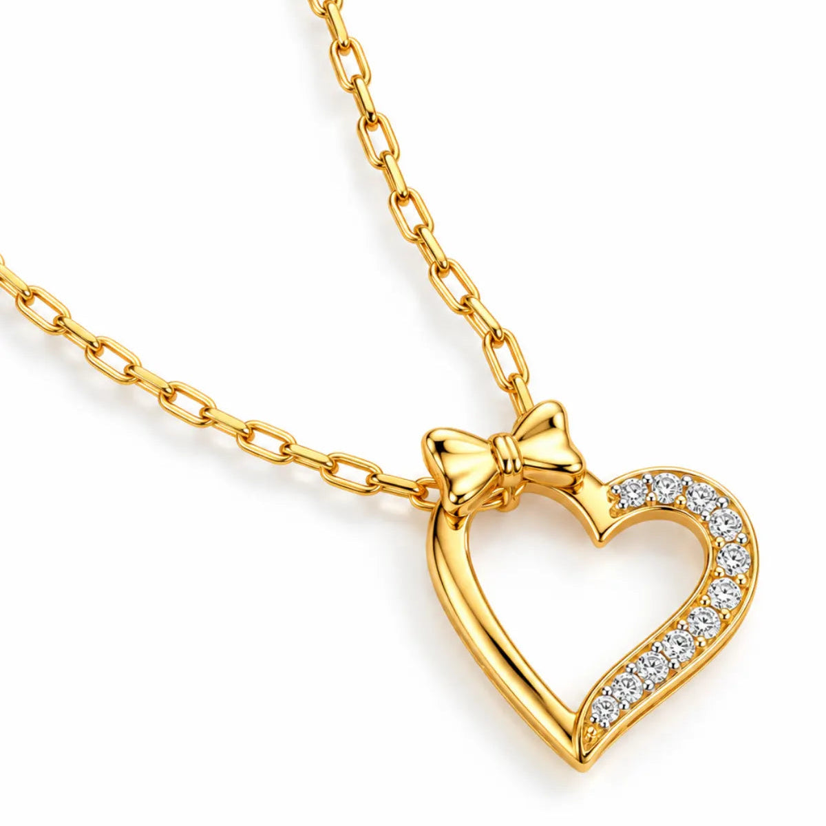 Bow Heart Moissanite Pendant