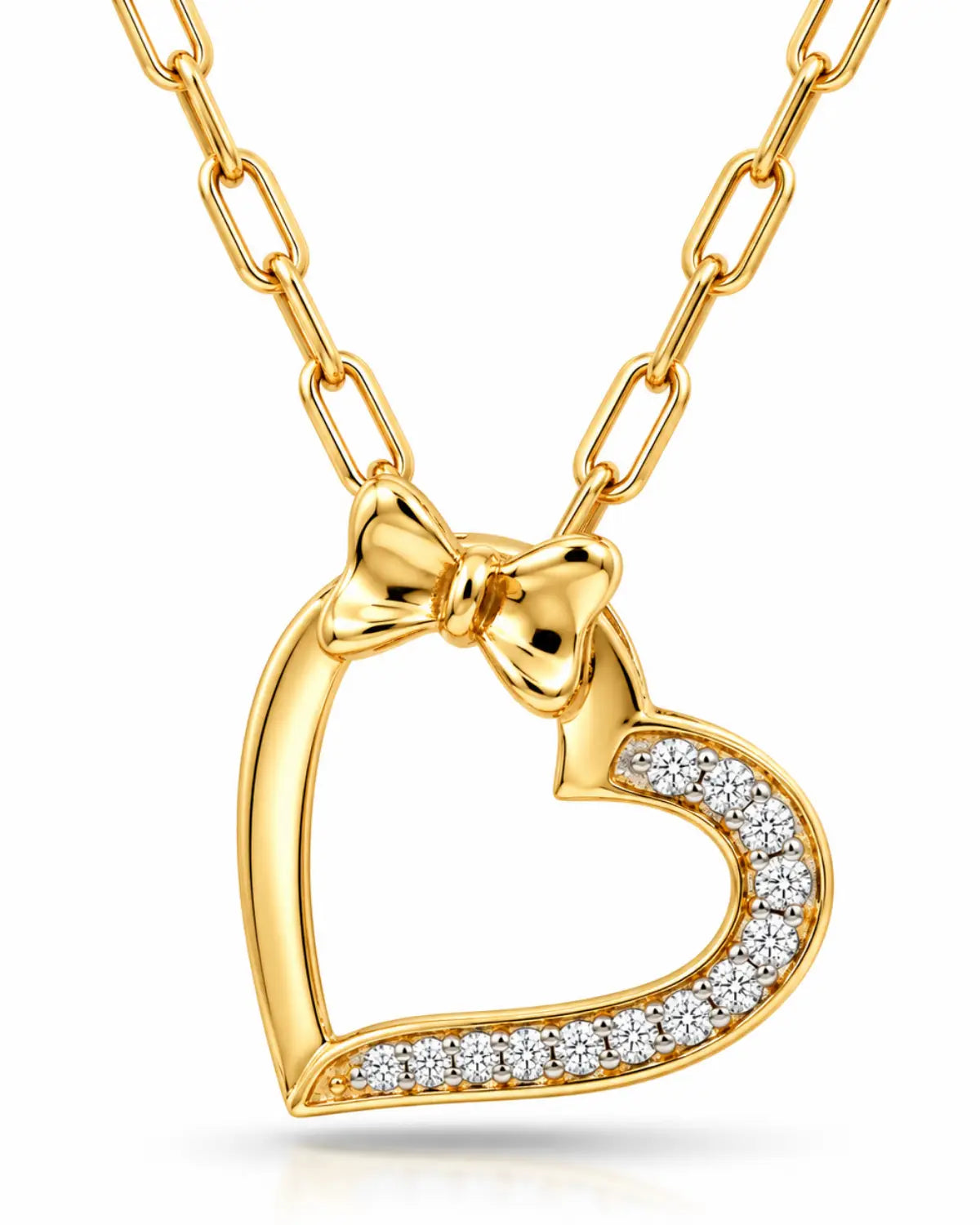 Bow Heart Moissanite Pendant