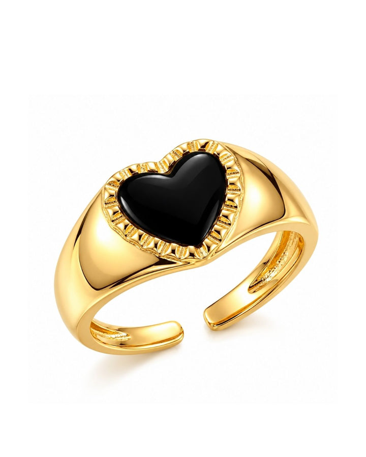 Black Enamel Heart Ring