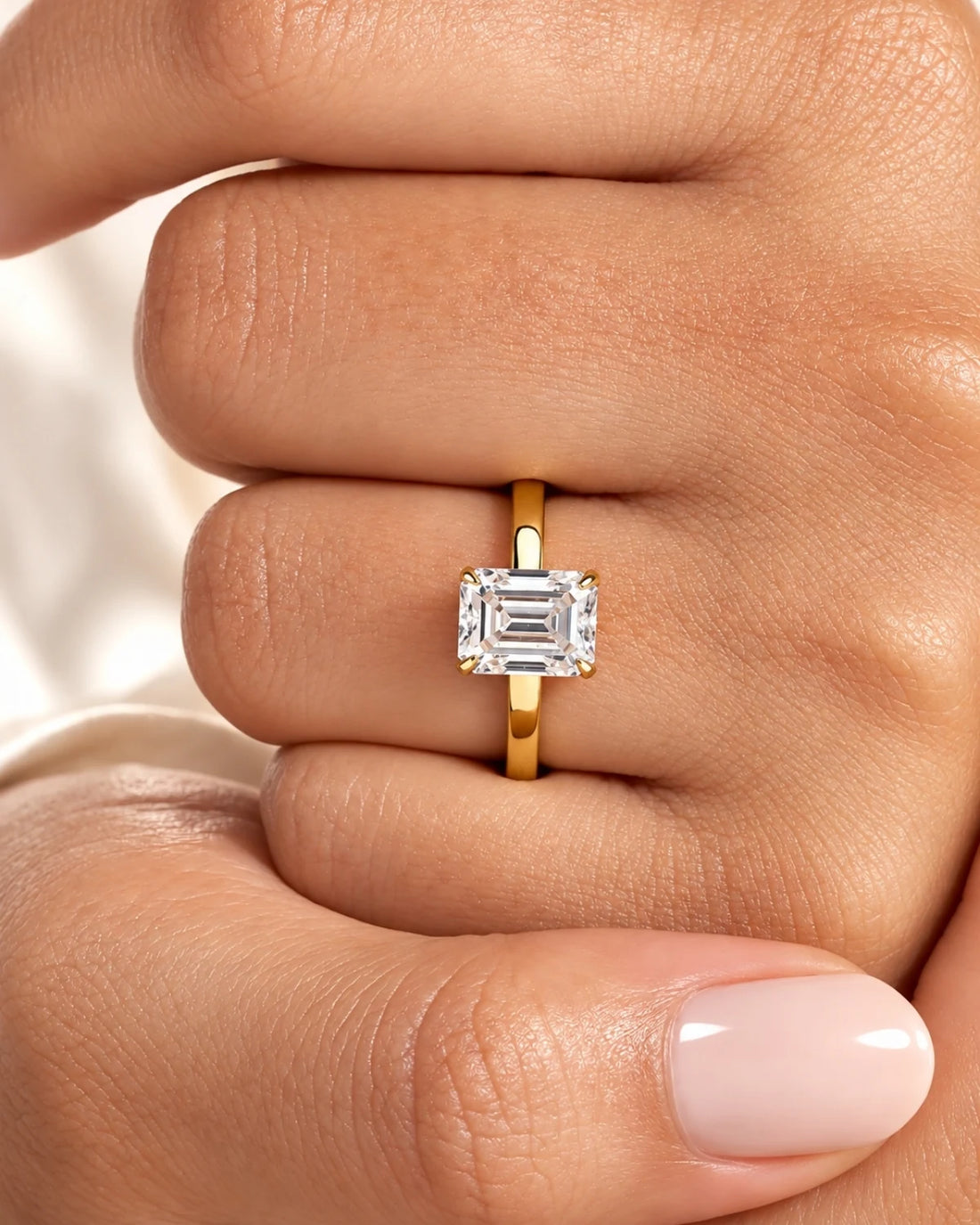 2ct Emerald cut Solitaire ring | Gold Vermeil