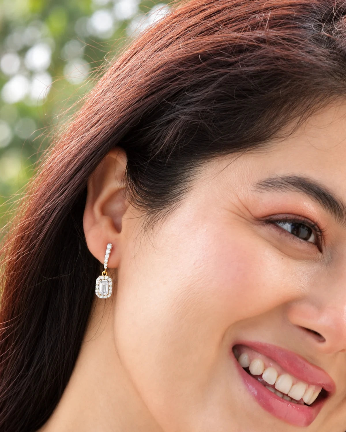 Emerald Halo Drop Earrings | Gold Vermeil