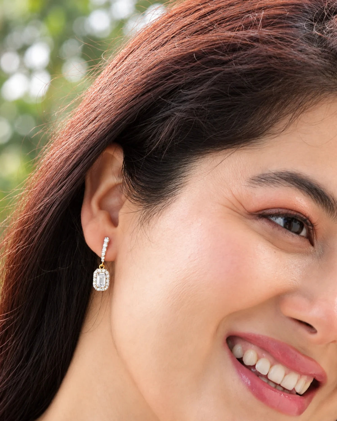 Emerald Halo Drop Earrings | Gold Vermeil