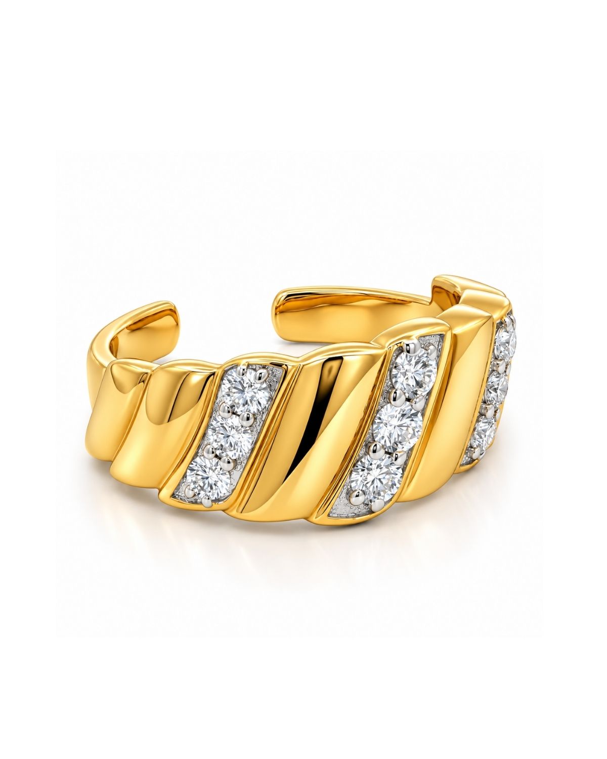 Gold-Plated Adjustable Moissanite Diamond Ring