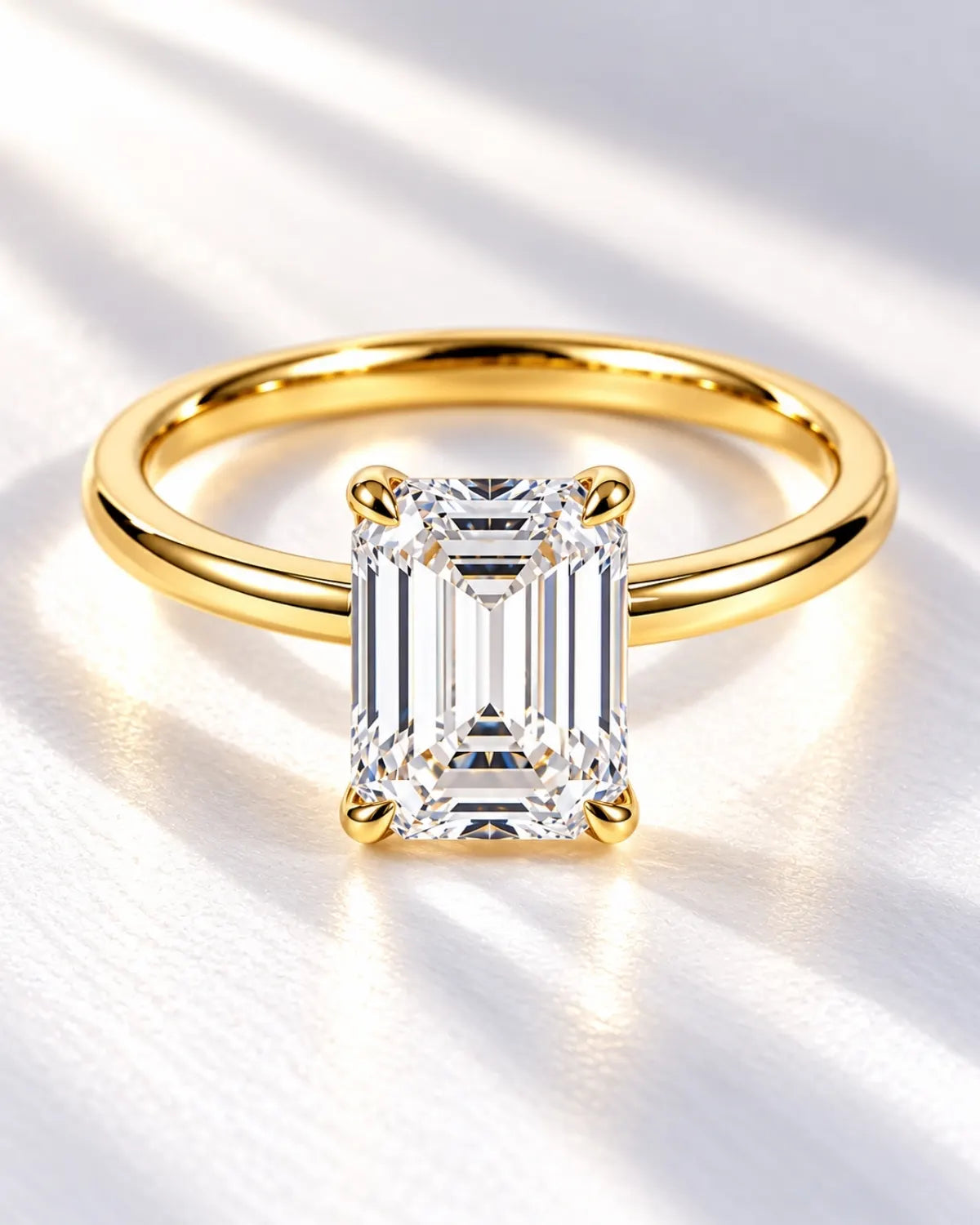 2ct Emerald cut Solitaire ring | Gold Vermeil