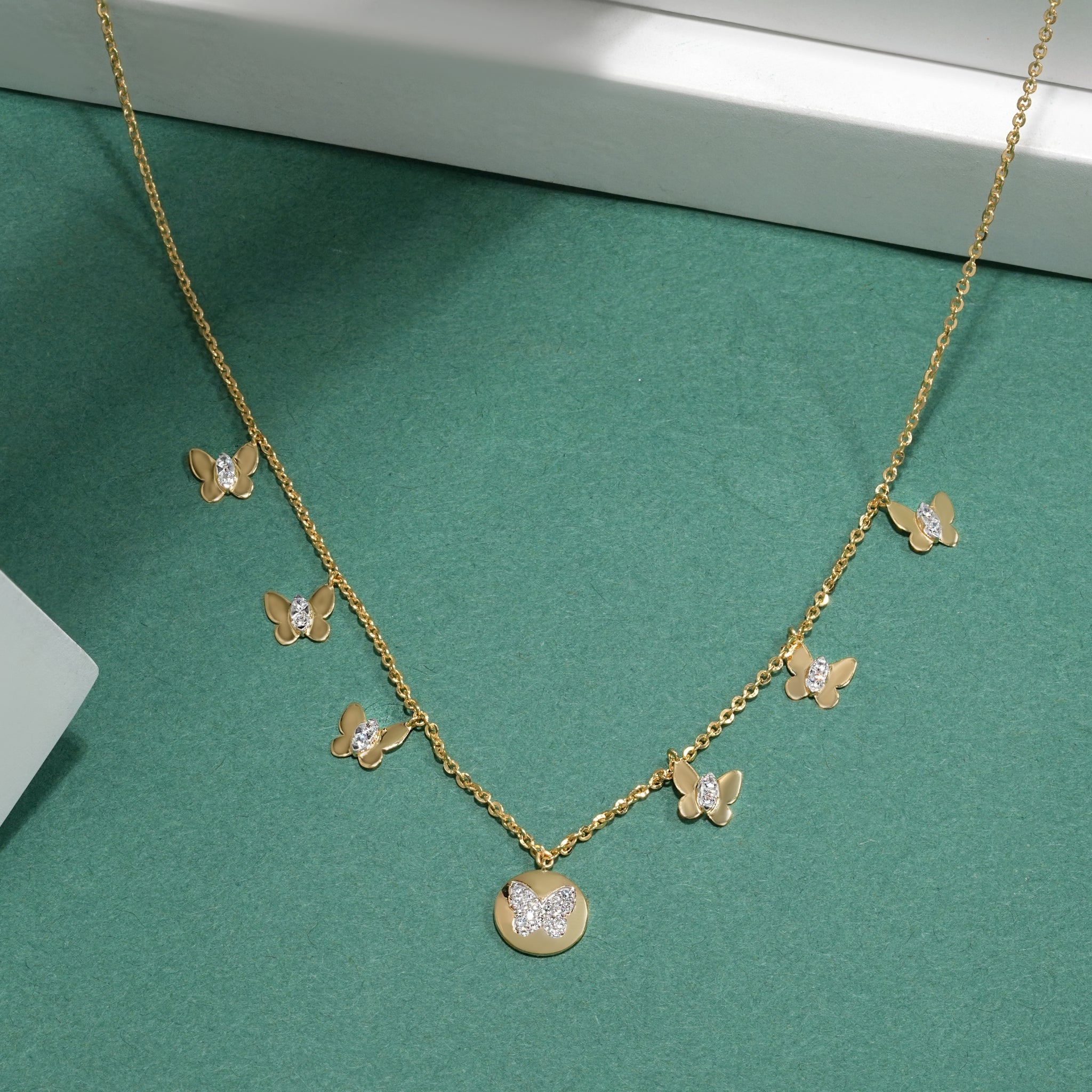 Butterfly Diamond Charm Necklace