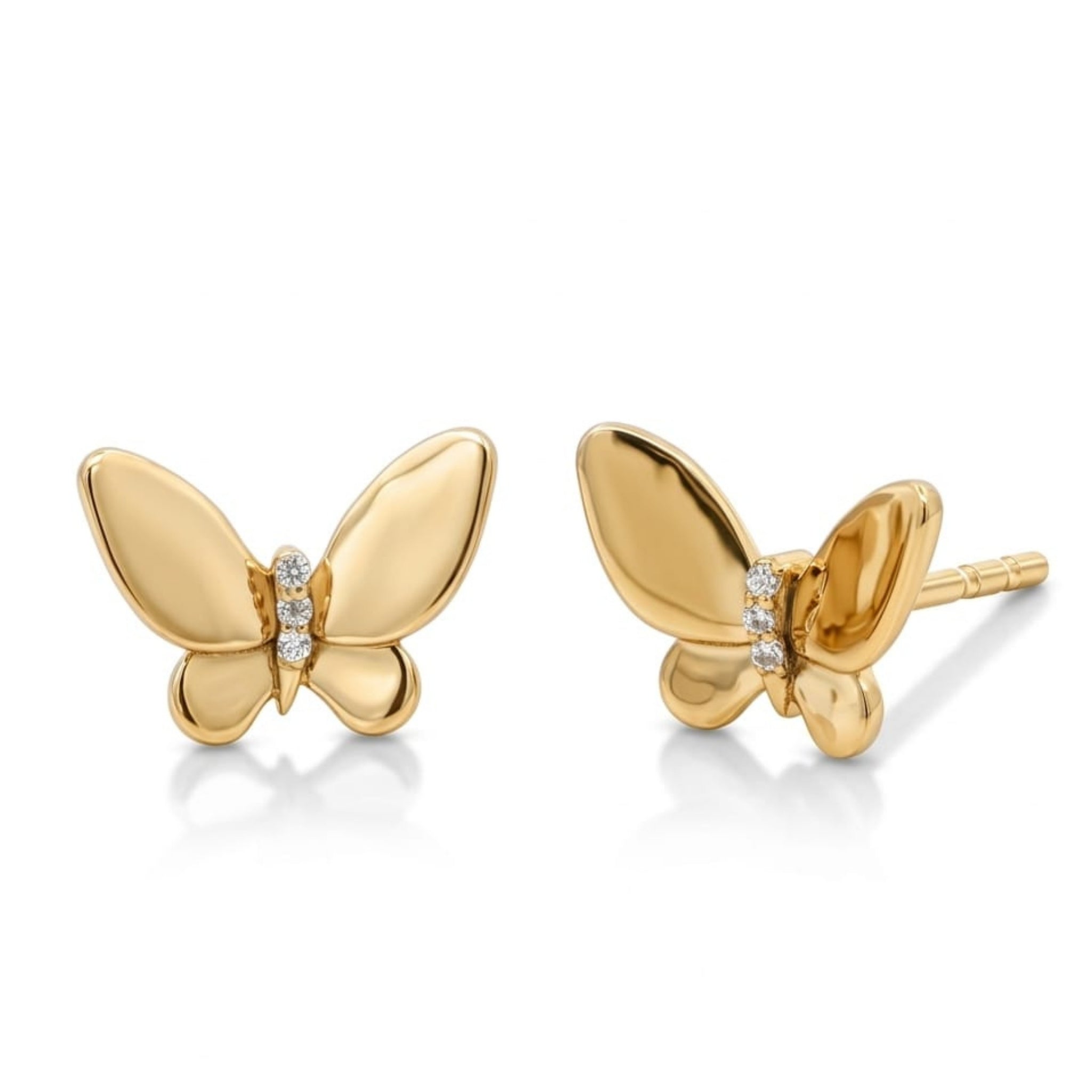 Butterfly Stud Earrings | Gold Plated