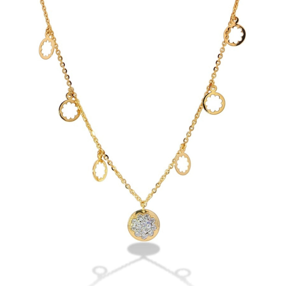 Floral Diamond Charm Necklace