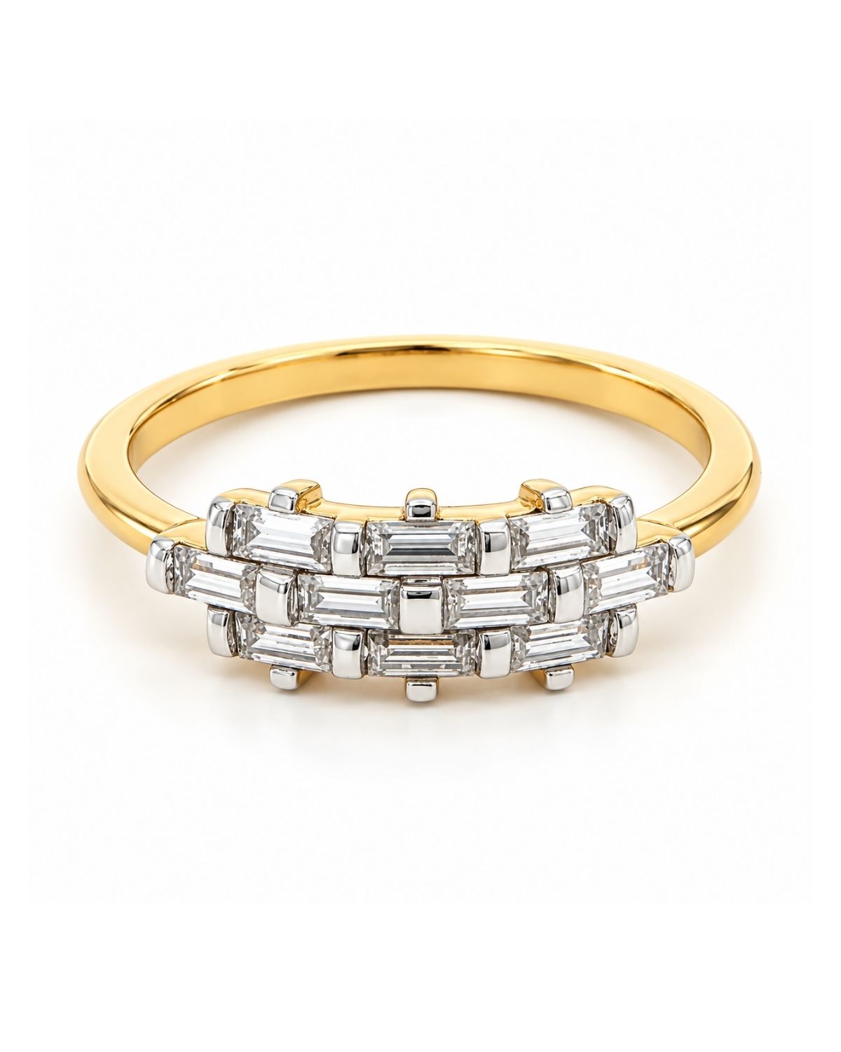 Gold Plated Baguette Diamond Ring