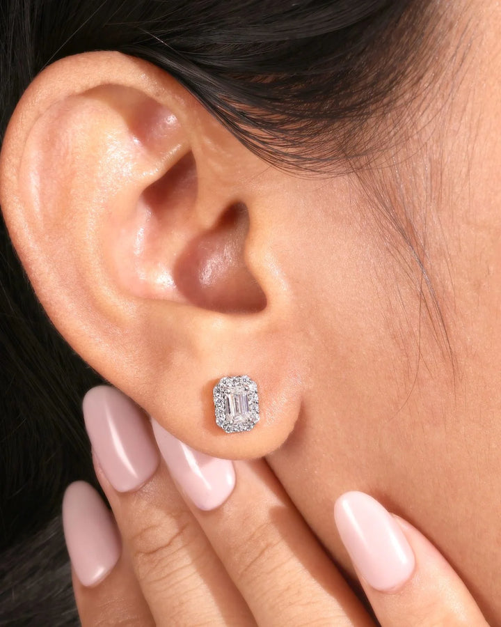 Emerald Halo Studs | Gold Vermeil